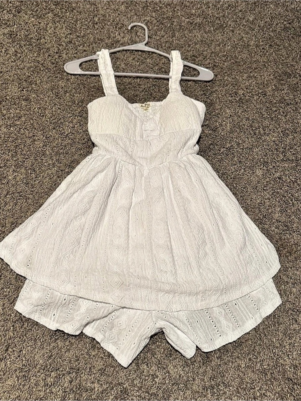 Girls White Eyelet Romper Dress Like New